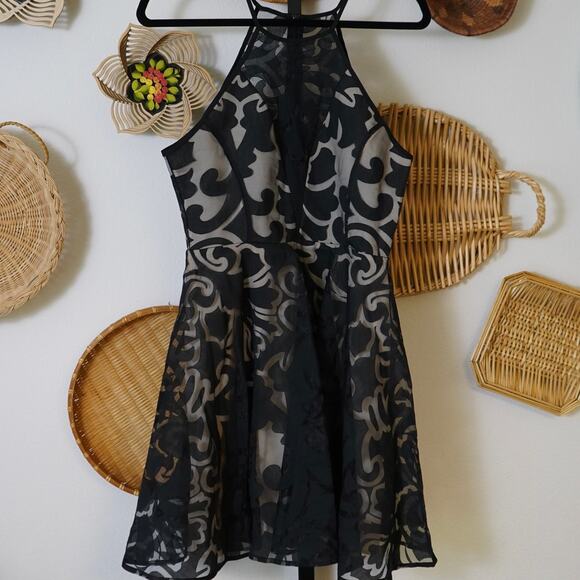 Keepsake Romantic Rebel Burnout Lace Skater Dress Black Womens Size m - Picture 3 of 9